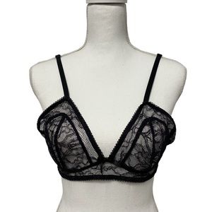 KiKi De Montparnasse Ingenue Sheer Lace Triangle Cup Soft Bra Black Small